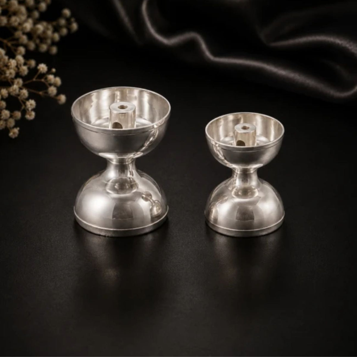 Silver Deepam for Daily Pooja & Festivals | Traditional Chandi Oil Lamp