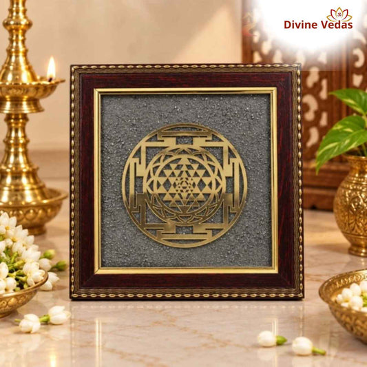 Shree Yantra Golden Frame for Home, Office & Pooja Room