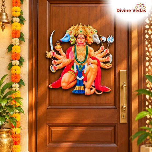 Sitting Panchmukhi Hanuman Ji Door Sticker | Five Face Hanuman Main Door, Wall & Puja Room Decoration