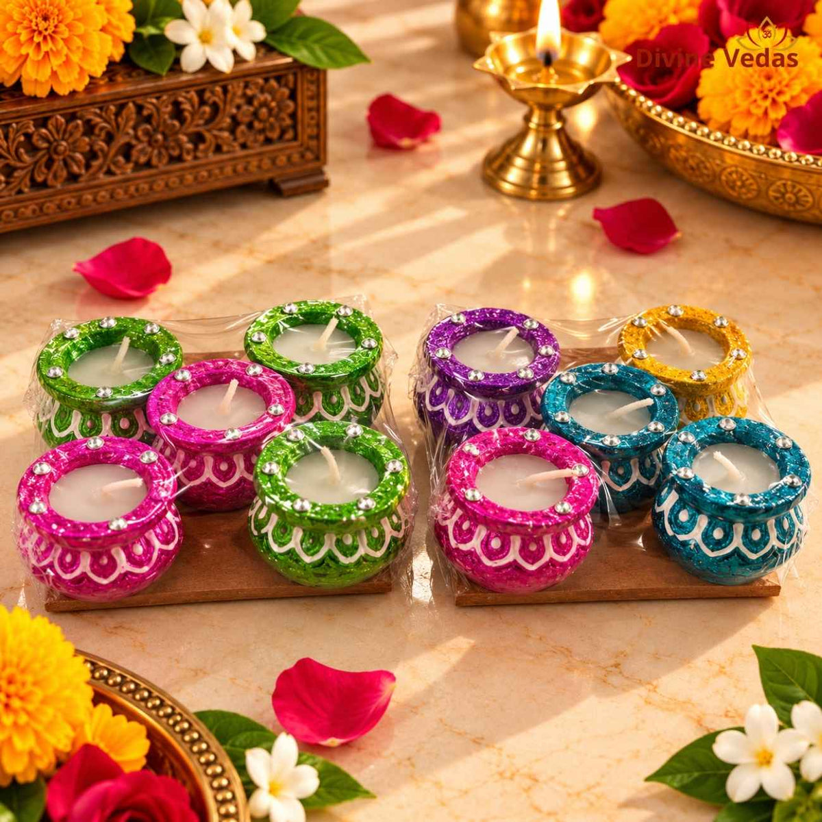 Big Size Hand Painted Handi Wax Diya for Diwali & Pooja – Multicolor Decorative Diya