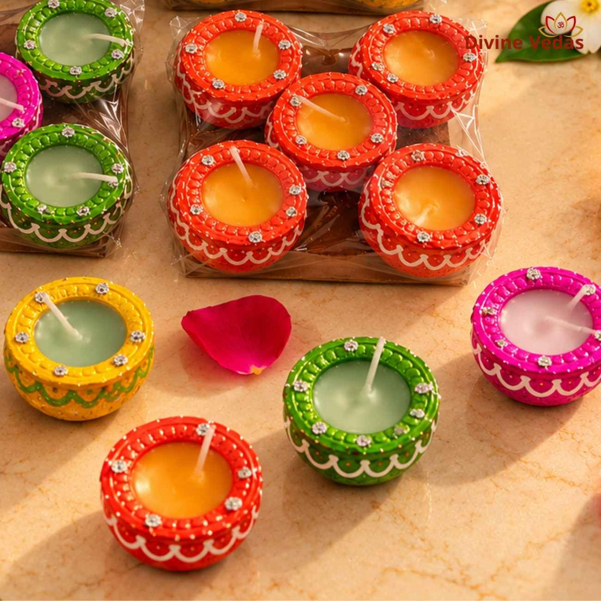 Big Size Hand Painted Handi Wax Diya for Diwali & Pooja – Multicolor Decorative Diya