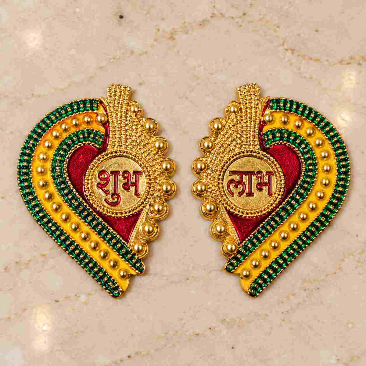 Designer Paan Shape Shubh Labh Door Sticker Set | शुभ लाभ Main Door Decoration for Home & Diwali
