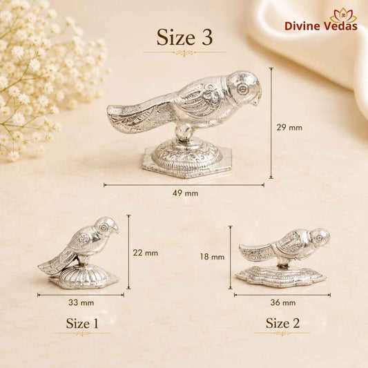 Silver Parrot Toy for Thakurji 11g | Chandi Tota for Laddu Gopal Shringar | Divine Vedas