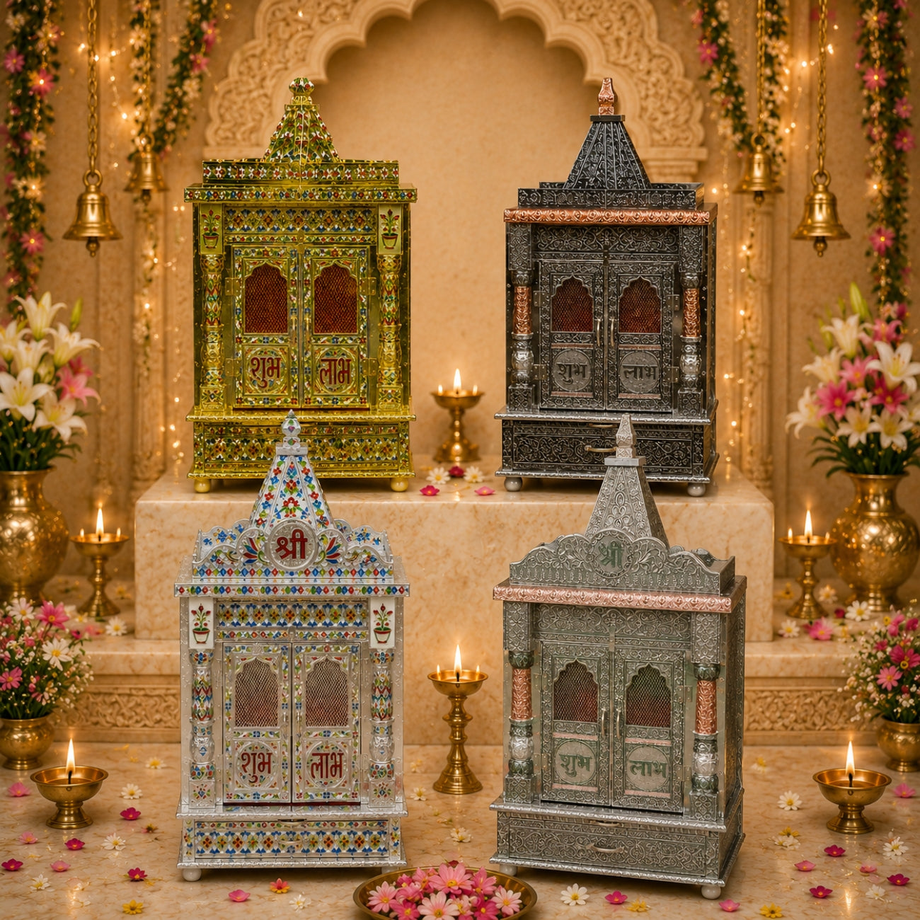 Luxury Handcrafted Pooja Mandir for Home – 9 x 15 Inch