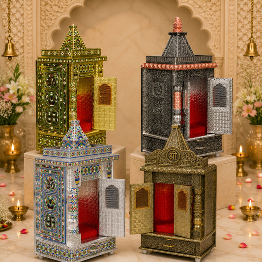 Premium Temple Collection 8 x 12 Inch | Luxury Pooja Mandir for Home